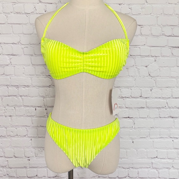 DIPPIN DAISYS Neon Yellow Christina 2-Piece Bikini Set--NWT--L - Picture 2 of 16
